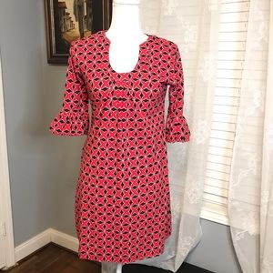 Tracy Negoshian Red Black & White Dress SZ M